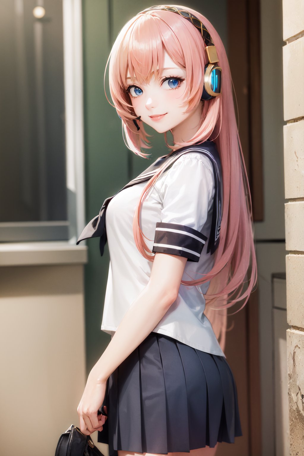 00077-2358892214-(masterpiece, best quality_1.2), , cowboy shot, solo, 1girl, megurine luka, smile, looking at viewer, headphones, school uniform.jpg